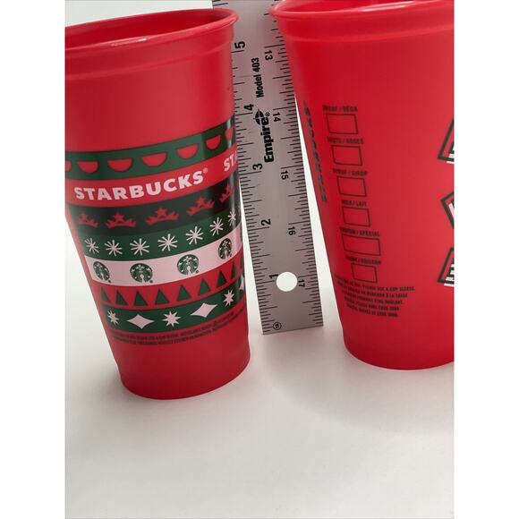 2 Starbuck Holiday Limited Ed 2013 Christmas Reusable Hot Drink Cup Grande 16oz - Picture 7 of 8